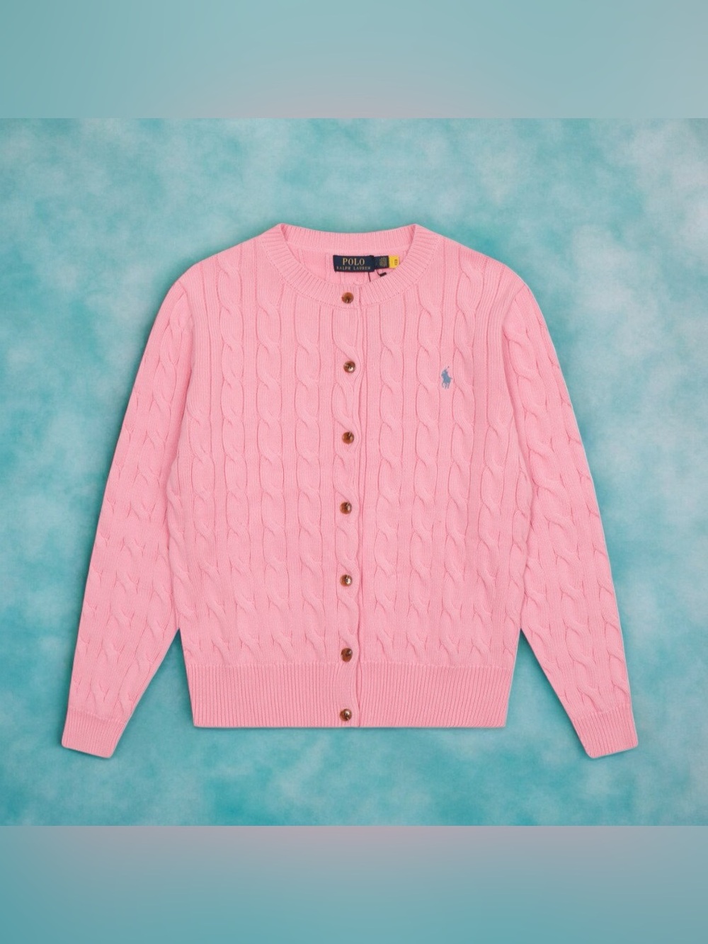 🍦Ralph Lauren Pink Cable-Knit Button Cardigan
